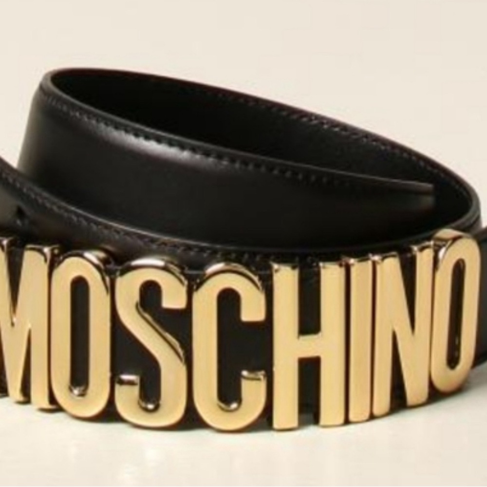 Moschino Vintage 90s Logo leather Belt